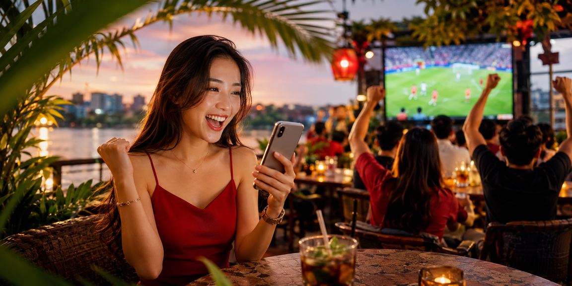 Xem kèo bóng đá trực tuyến qua ứng dụng di động bên ly cà phê tại Hà Nội