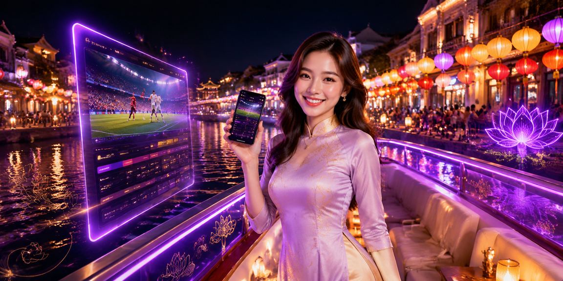 Người dùng Hà Nội trải nghiệm casino trên điện thoại dưới ánh đèn lồng về đêm