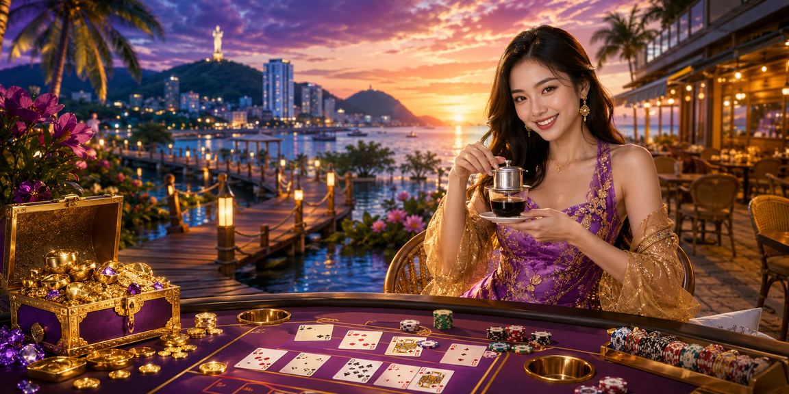 Người chơi thư giãn với cà phê Vũng Tàu trong khi trải nghiệm baccarat trực tuyến